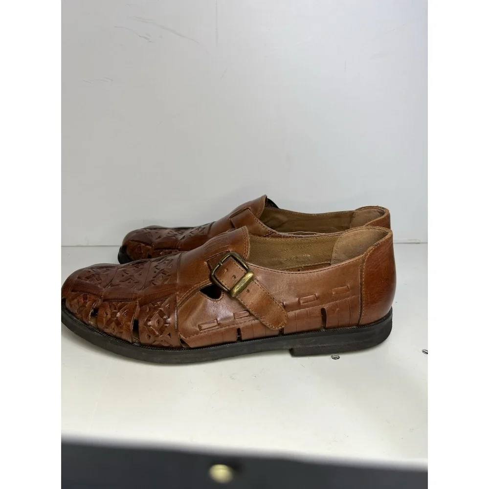 Giorgio Brutini Tan Leather Woven Fisherman Sandals Men Size 10M Shoes